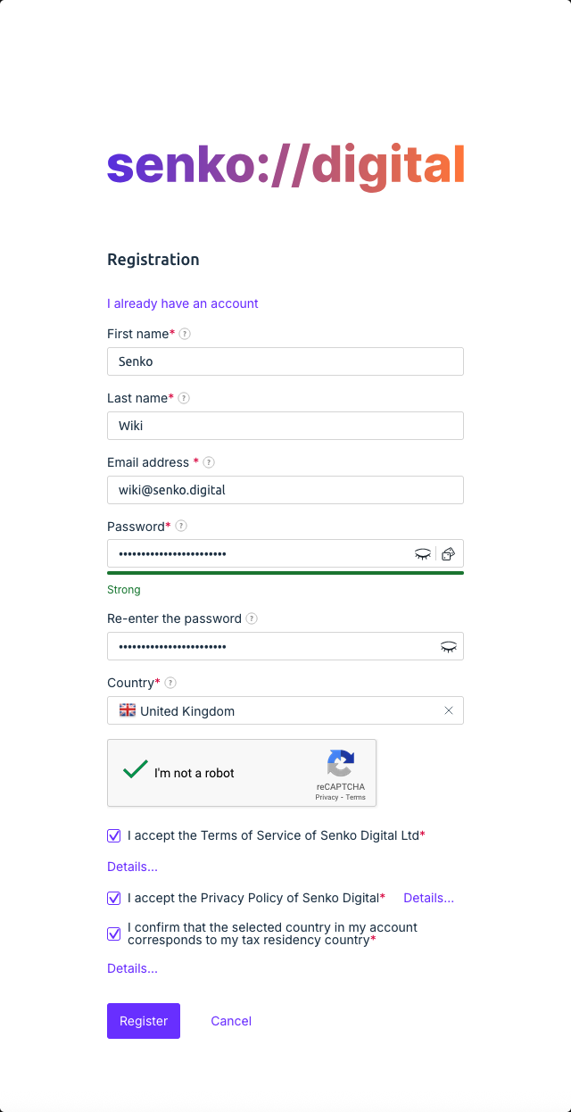 registration form