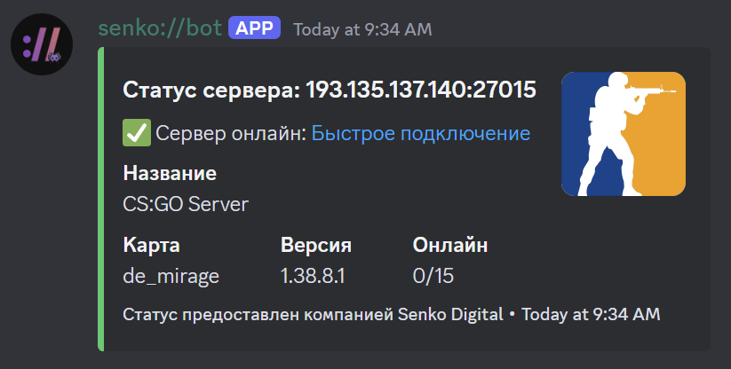 sample status of a random game server
