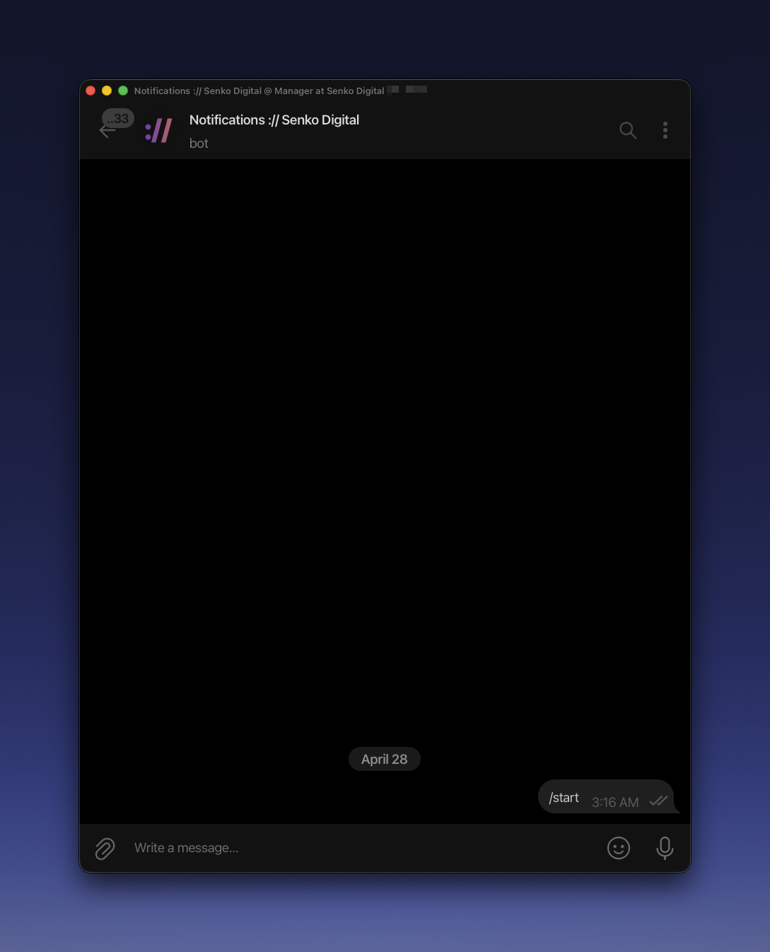 linking the bot in Telegram