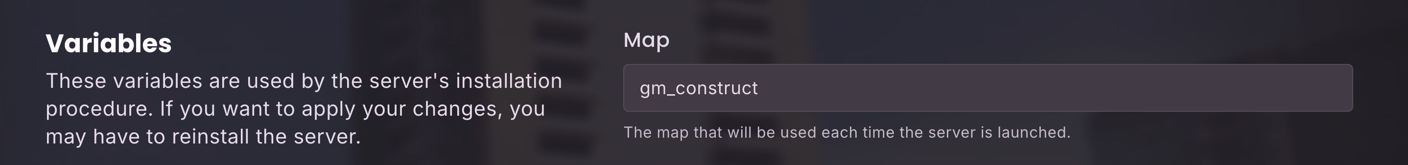 map in startup parameters