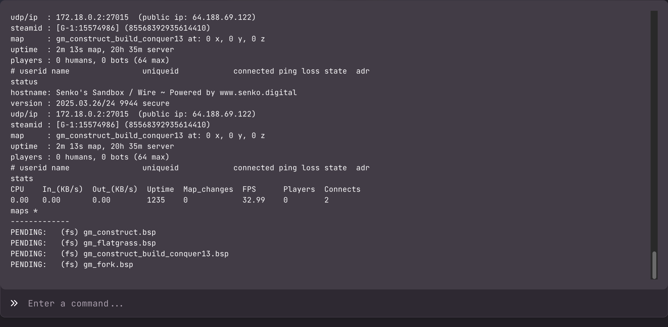 map list through a console command
