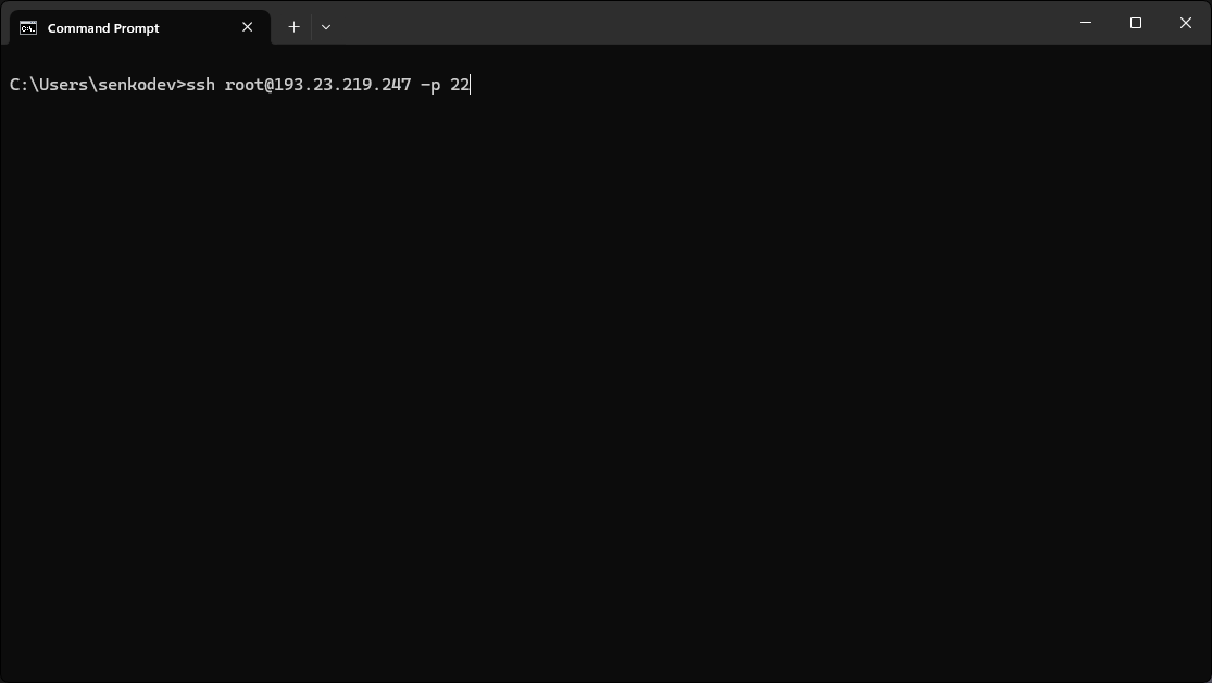 Example connection command to connect through SSH